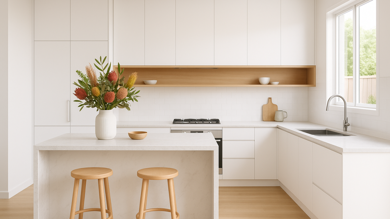A modern, professionally designed kitchen in a Brisbane home.