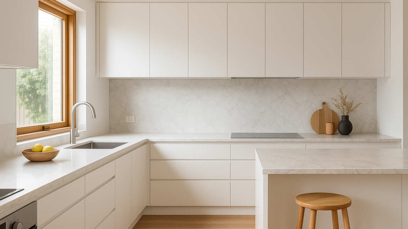 A modern minimalist kitchen on the Gold Coast by Pinnacle Kitchens.