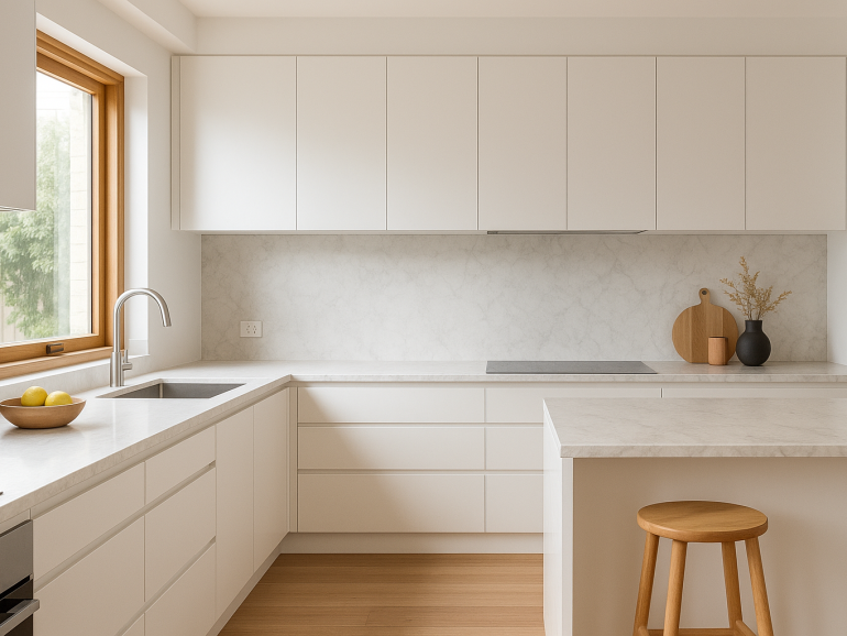 A modern minimalist kitchen on the Gold Coast by Pinnacle Kitchens.