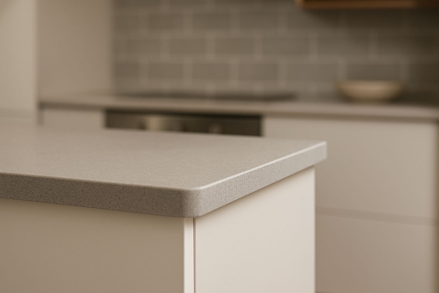 Comparing quality kitchen materials at a Gold Coast kitchen showroom.