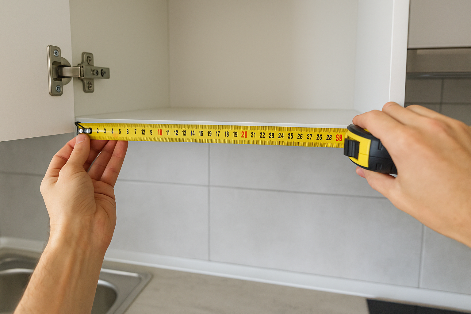 Precise cabinet measurement during kitchen renovation