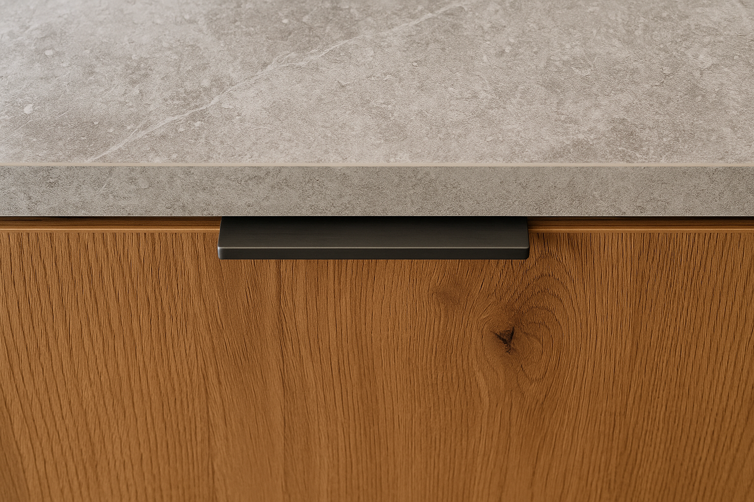Kitchen benchtop and cabinetry close-up emphasizing high-quality materials