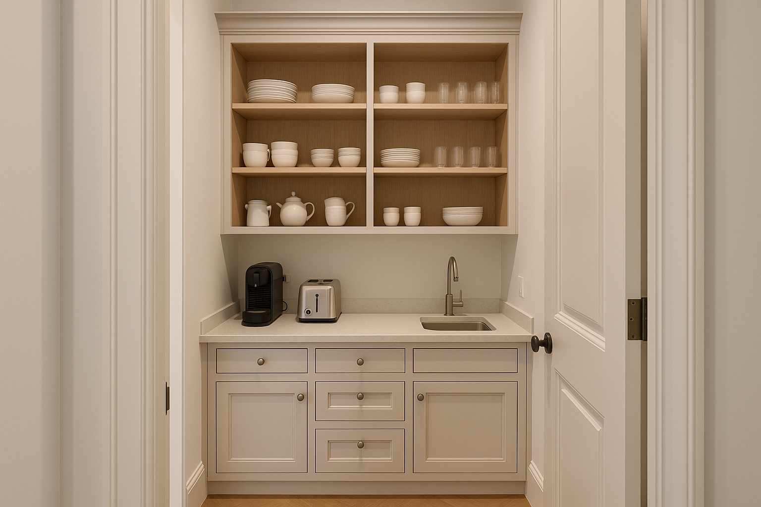 A butler's pantry provides excellent storage for new kitchens on the Gold Coast.